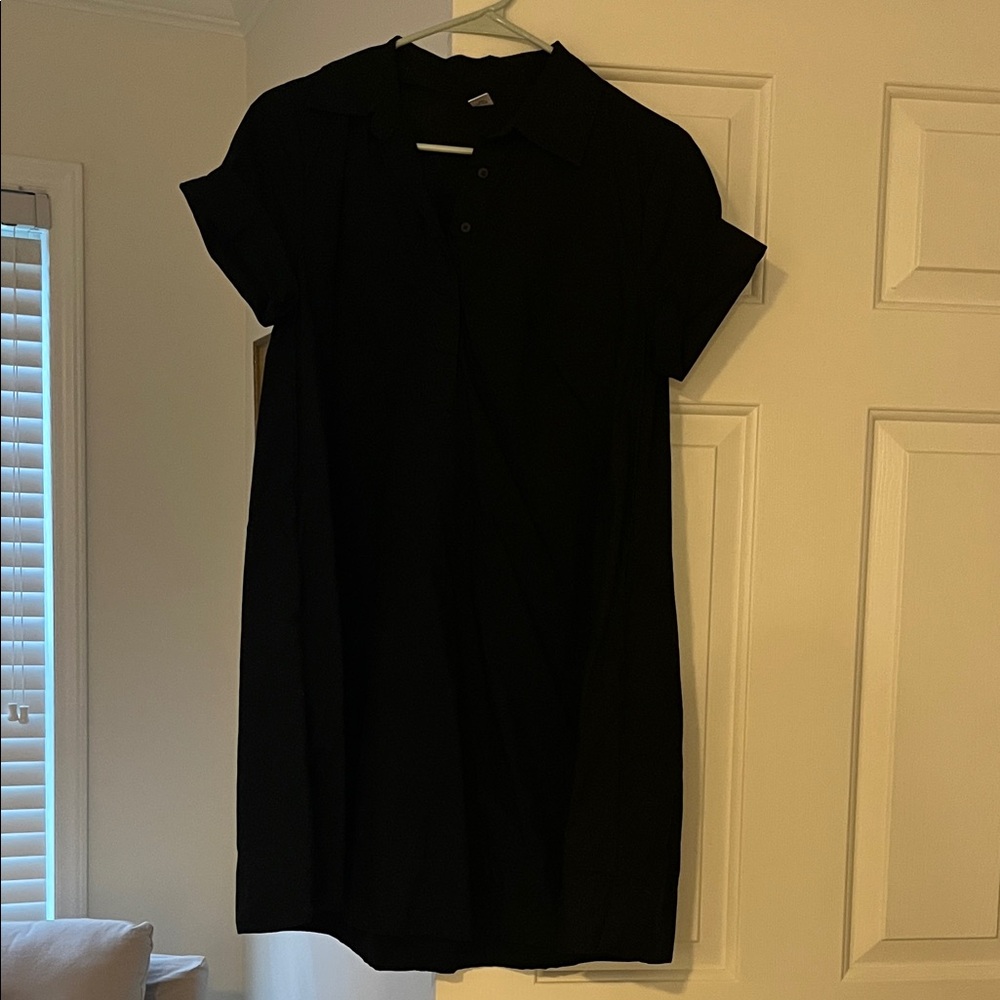 Old Navy Poplin Classic Black Shirt Dress